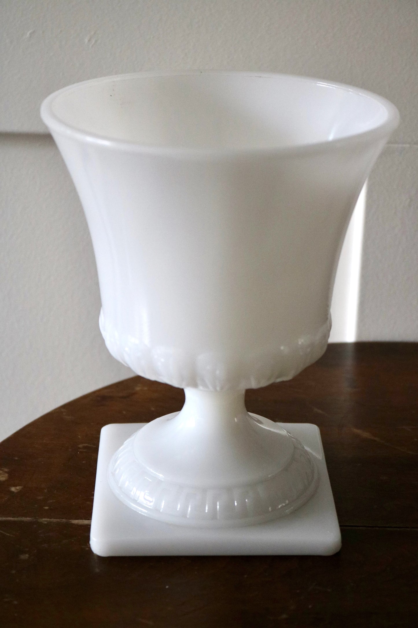 vintage white milkglass pedestal planter