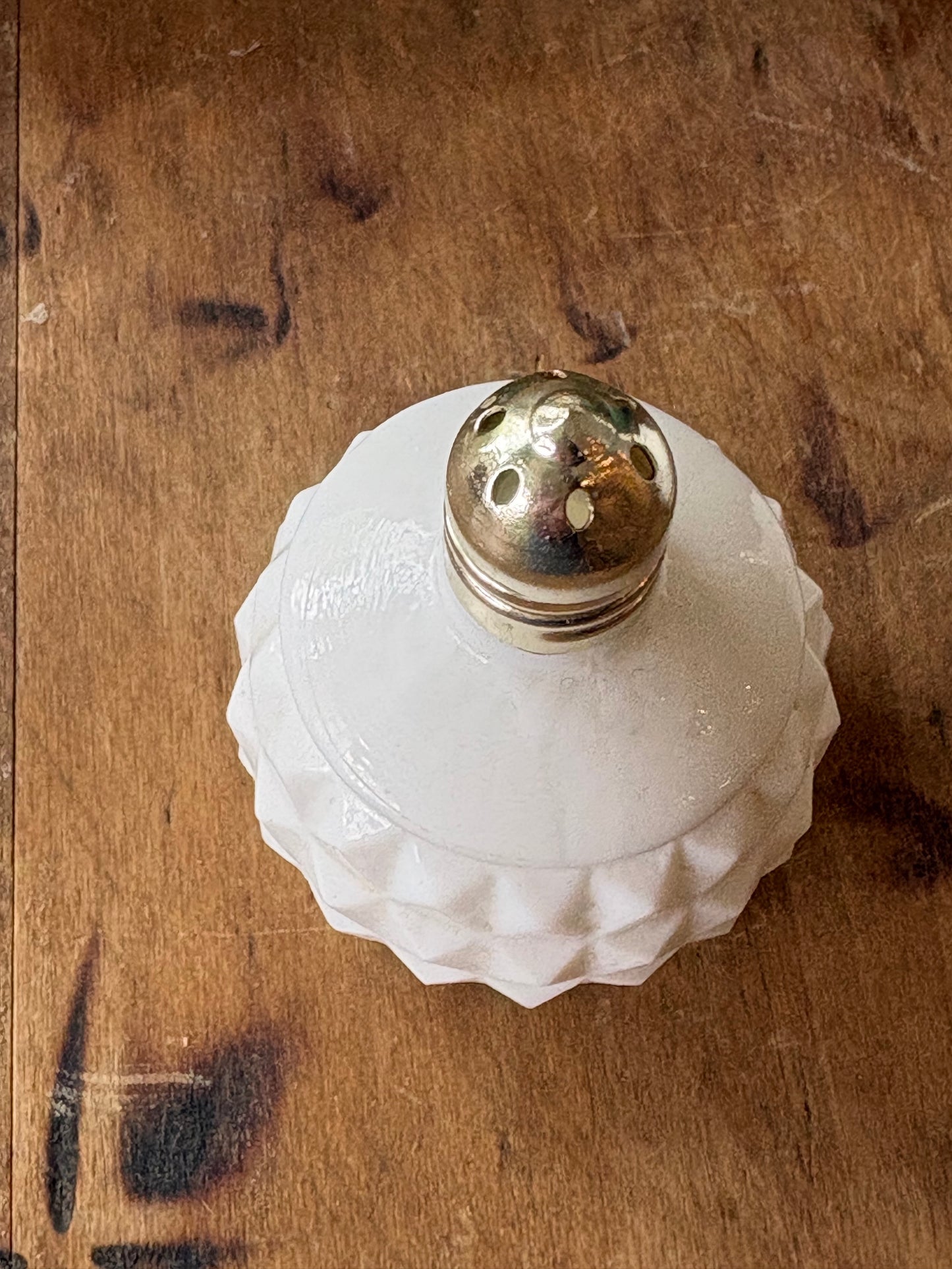 vintage milk glass salt and pepper shaker set