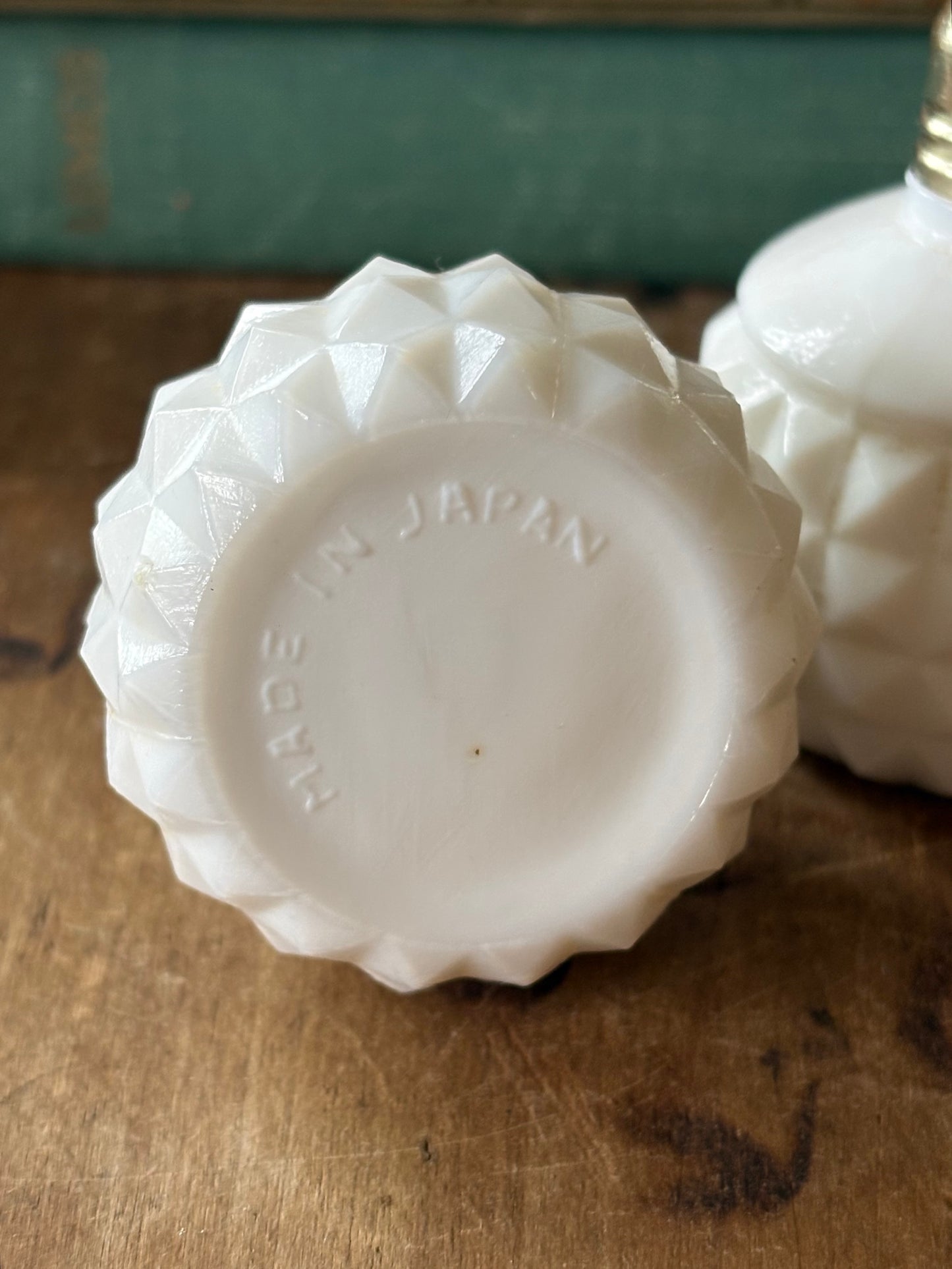 vintage milk glass salt and pepper shaker set