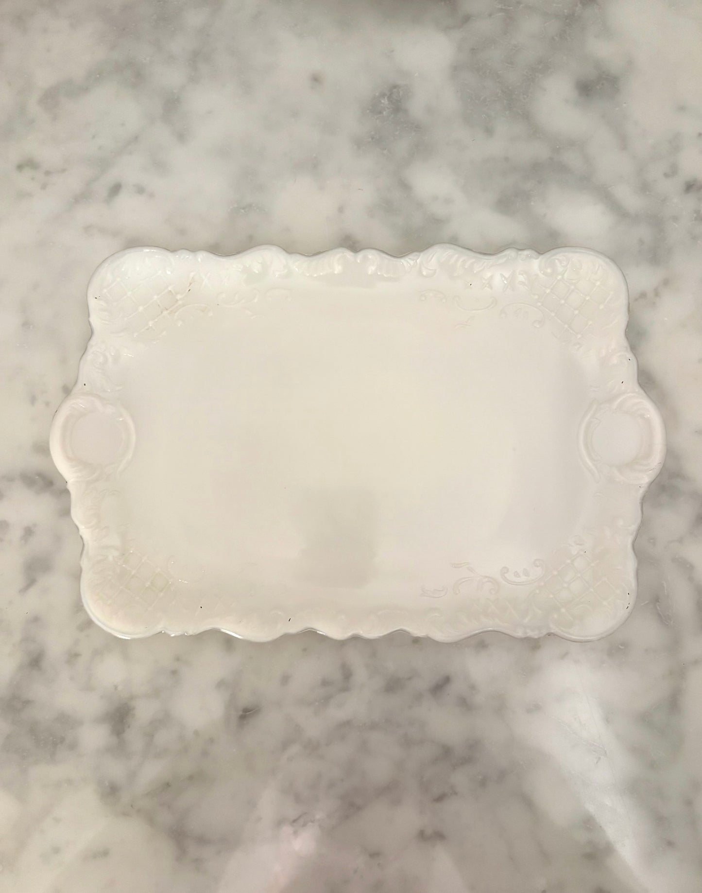 Victorian milk glass dresser/vanity tray