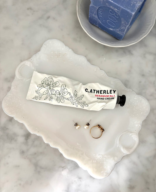 Victorian milk glass dresser/vanity tray