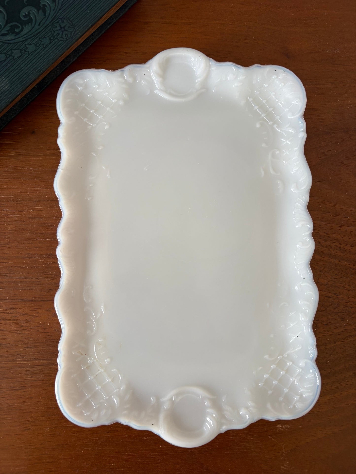 Victorian milk glass dresser/vanity tray