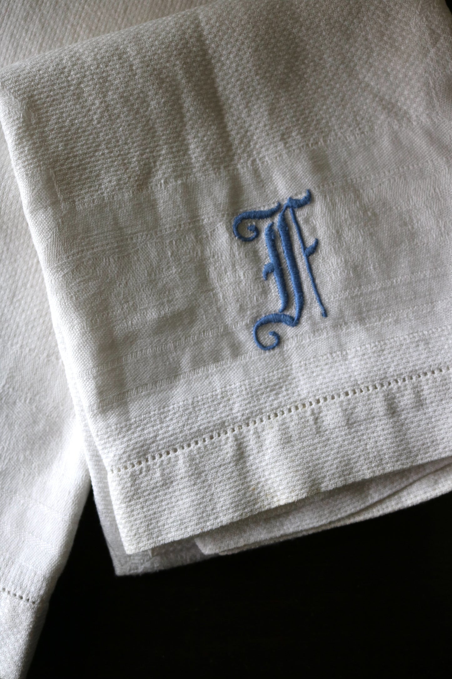 vintage monogrammed linen hand towel