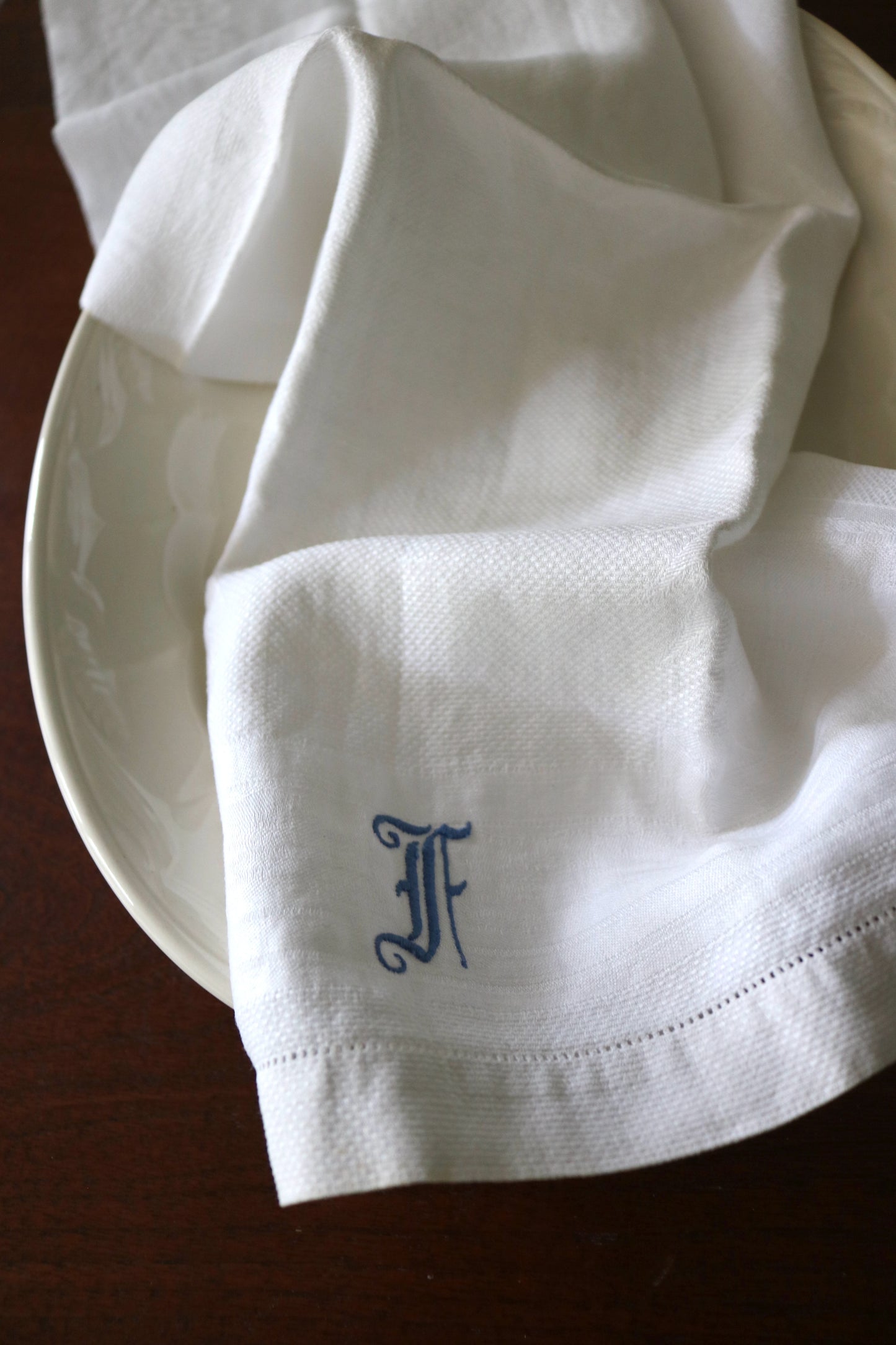 vintage monogrammed linen hand towel