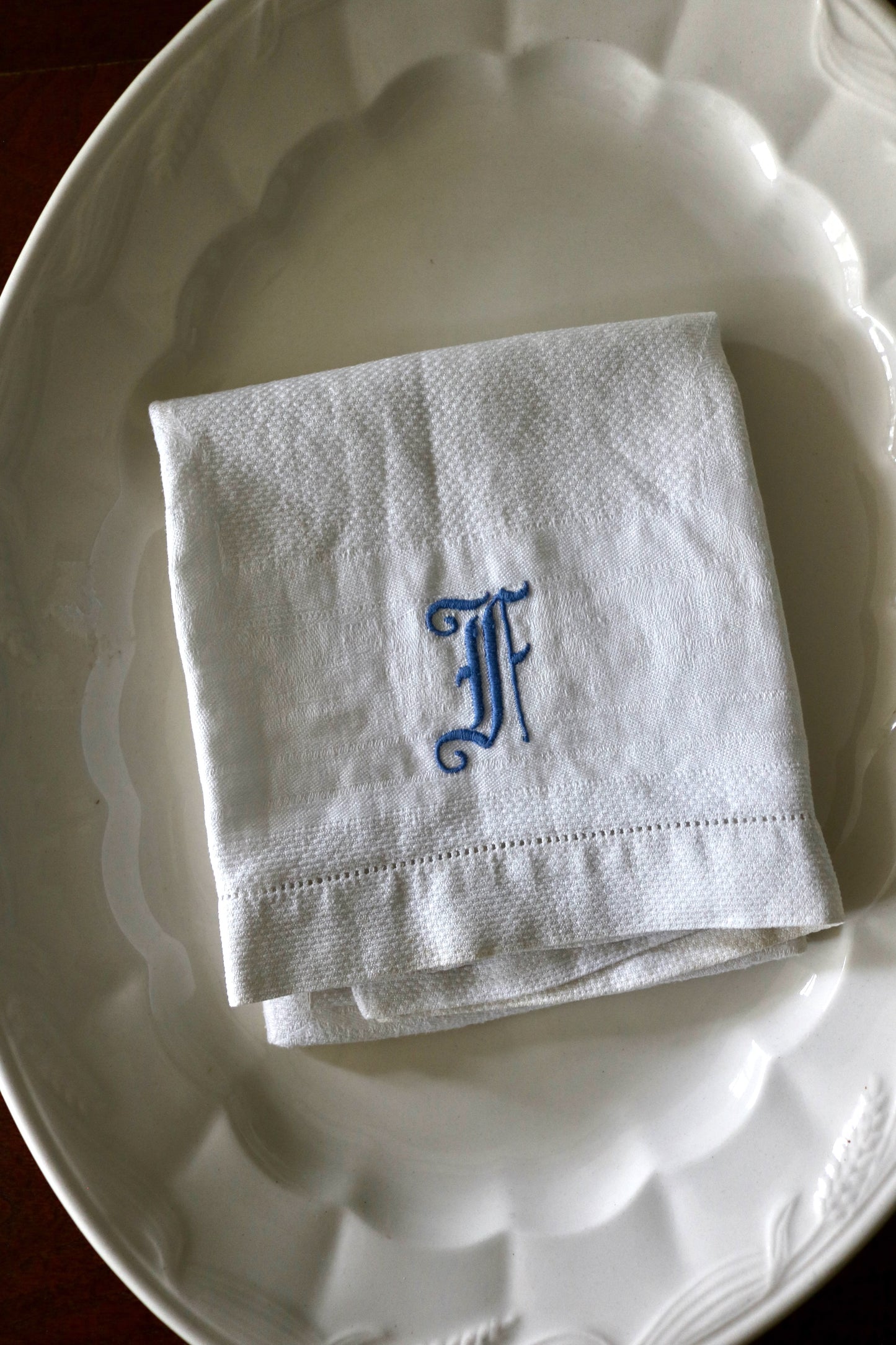 vintage monogrammed linen hand towel