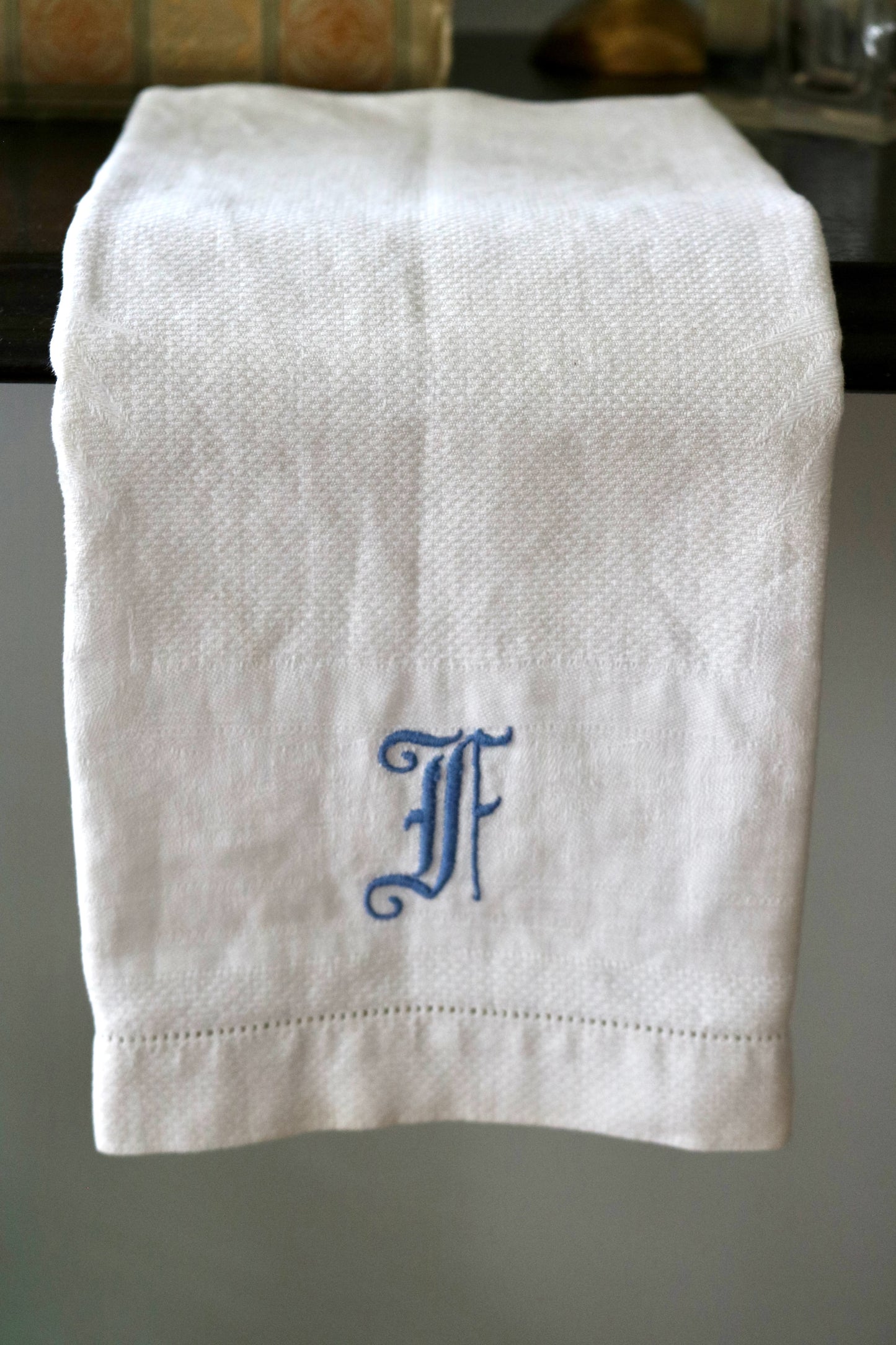 vintage monogrammed linen hand towel