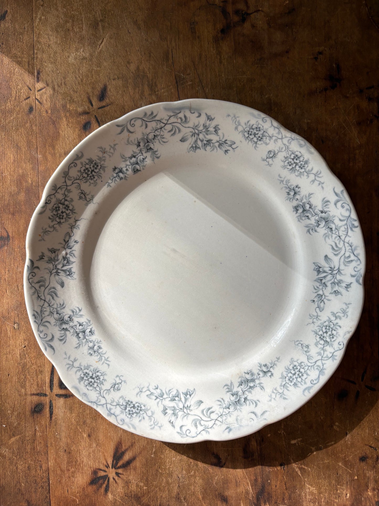 English blue floral transferware plate 'Normandy' by JH Weatherby & Sons