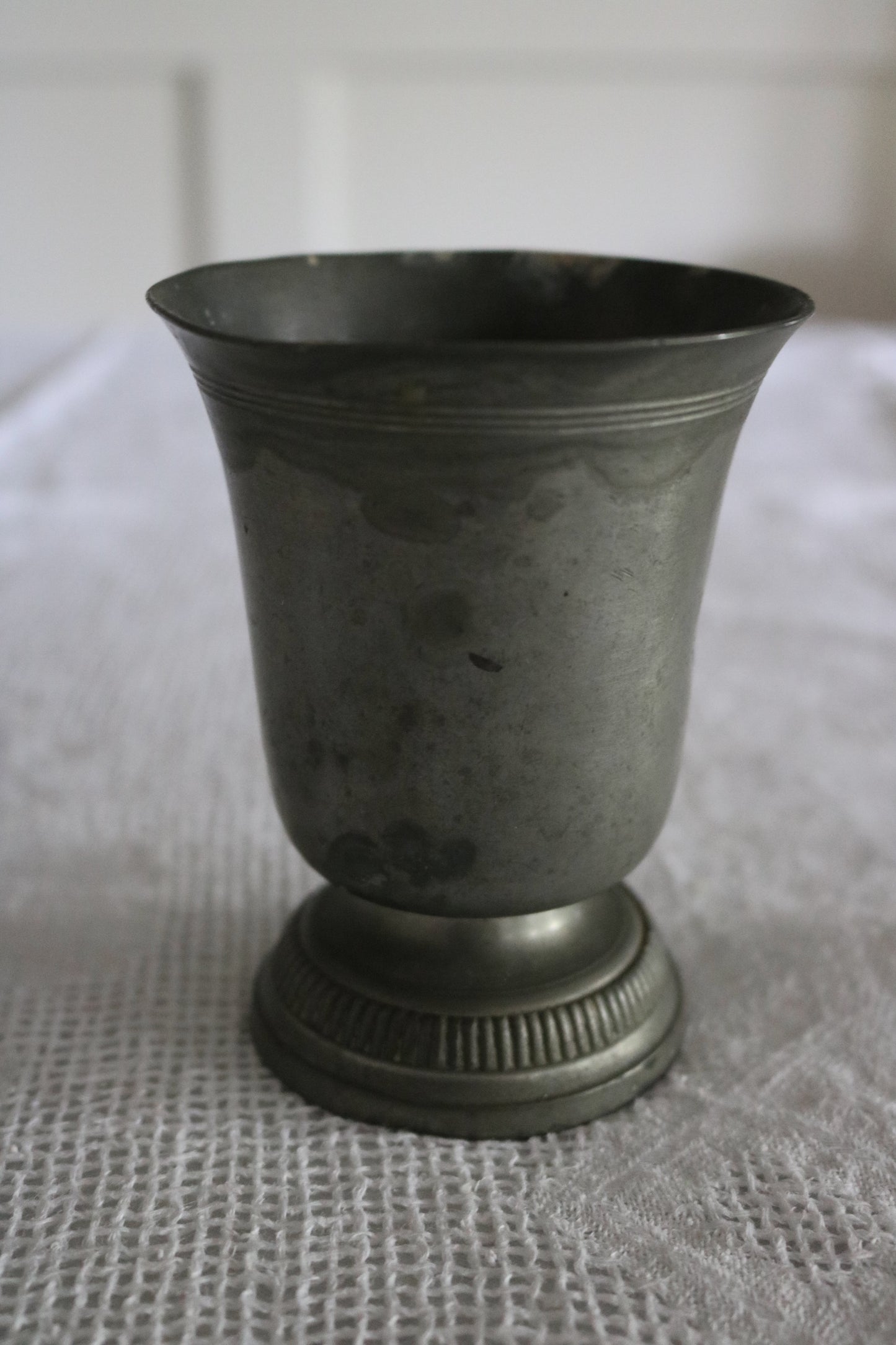 antique pewter cup / bud vase