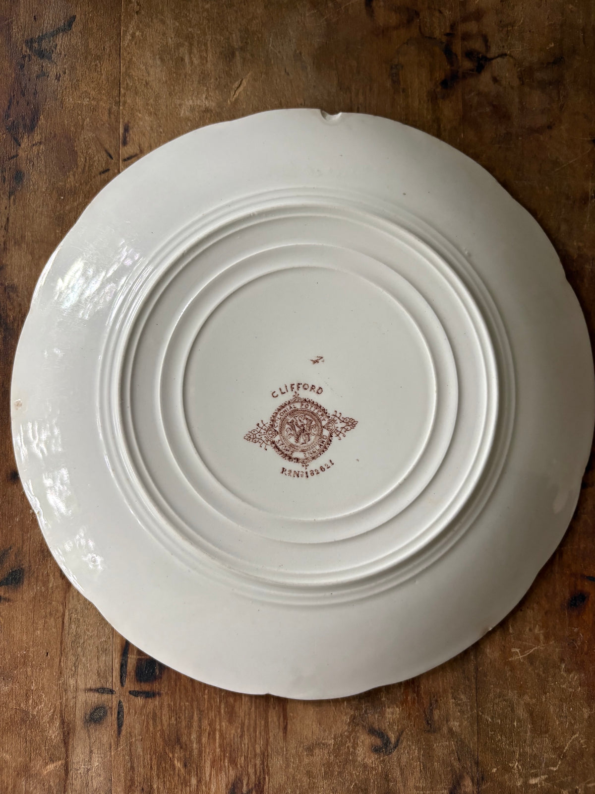 antique English brown transferware plates / set of 3 / instant plate wall display/ Clifford