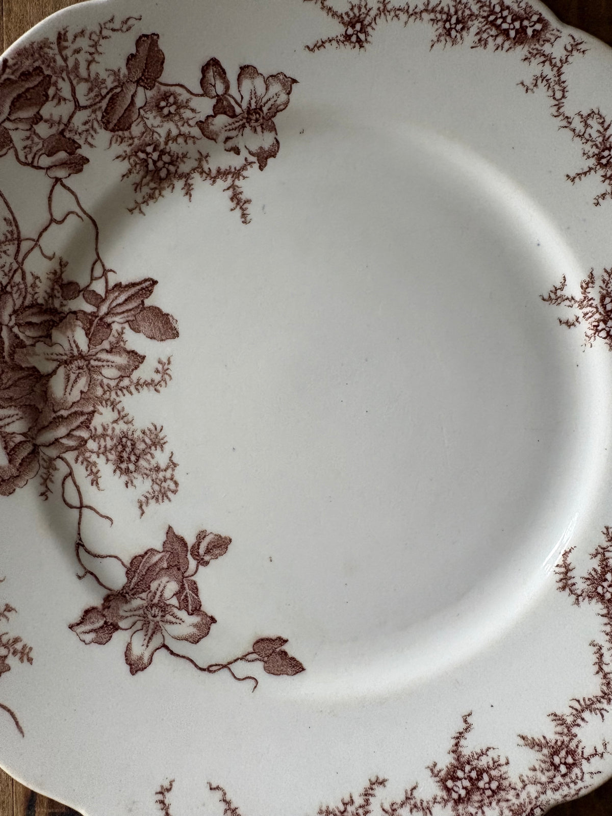 antique English brown transferware plates / set of 3 / instant plate wall display/ Clifford