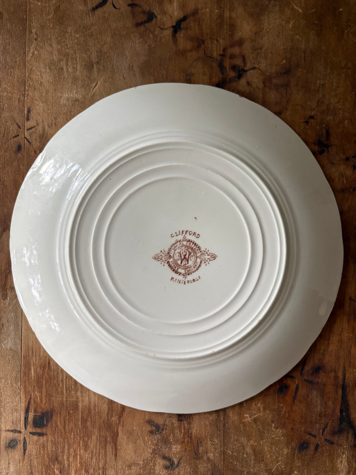 antique English brown transferware plates / set of 3 / instant plate wall display/ Clifford