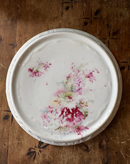 antique floral porcelain teapot trivet