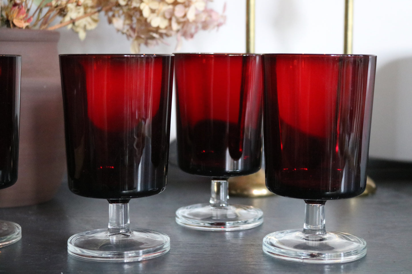 Red Luminarc glasses from France - local pickup or delivery only