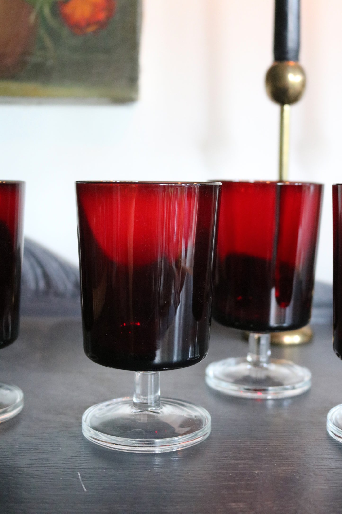 Red Luminarc glasses from France - local pickup or delivery only