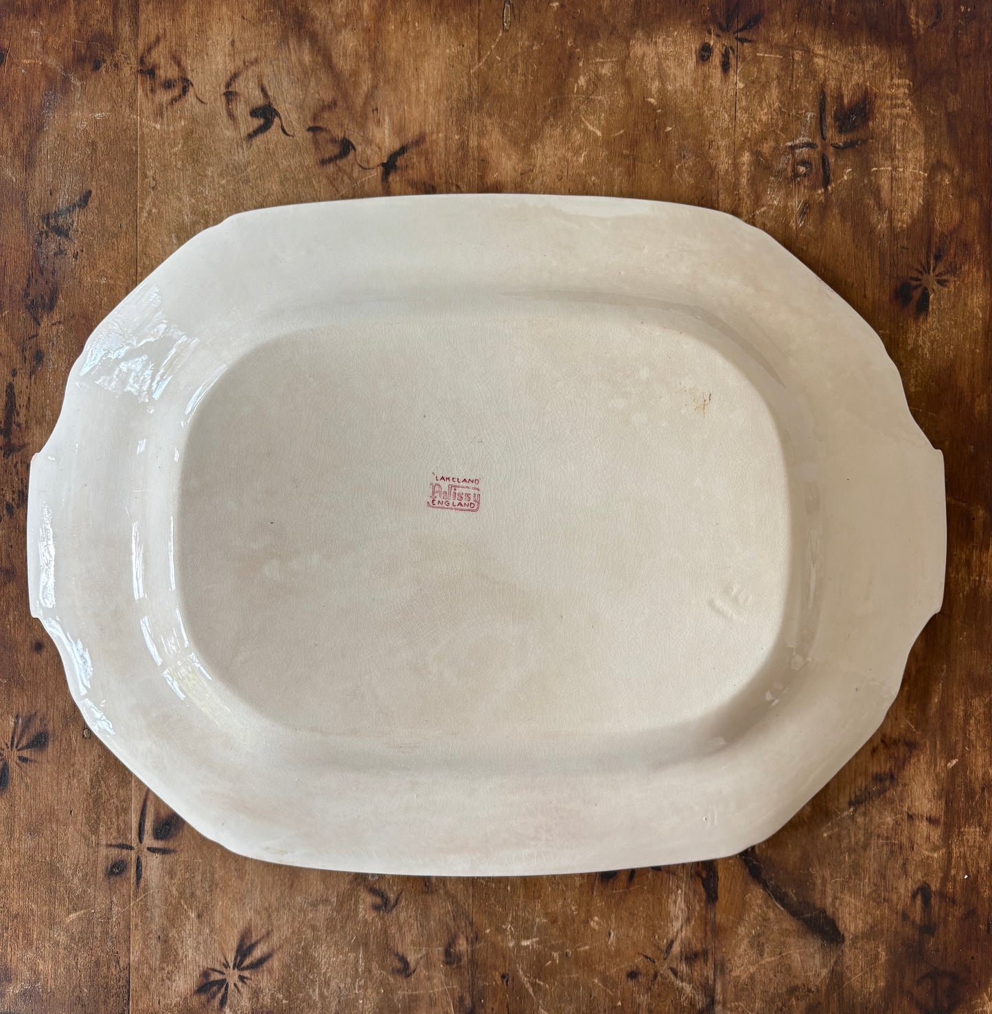 English art deco era red transferware serving platter - Palissy "Lakeland"