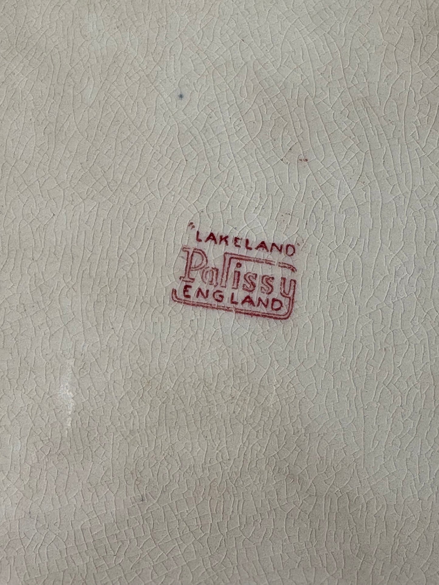 English art deco era red transferware serving platter - Palissy "Lakeland"