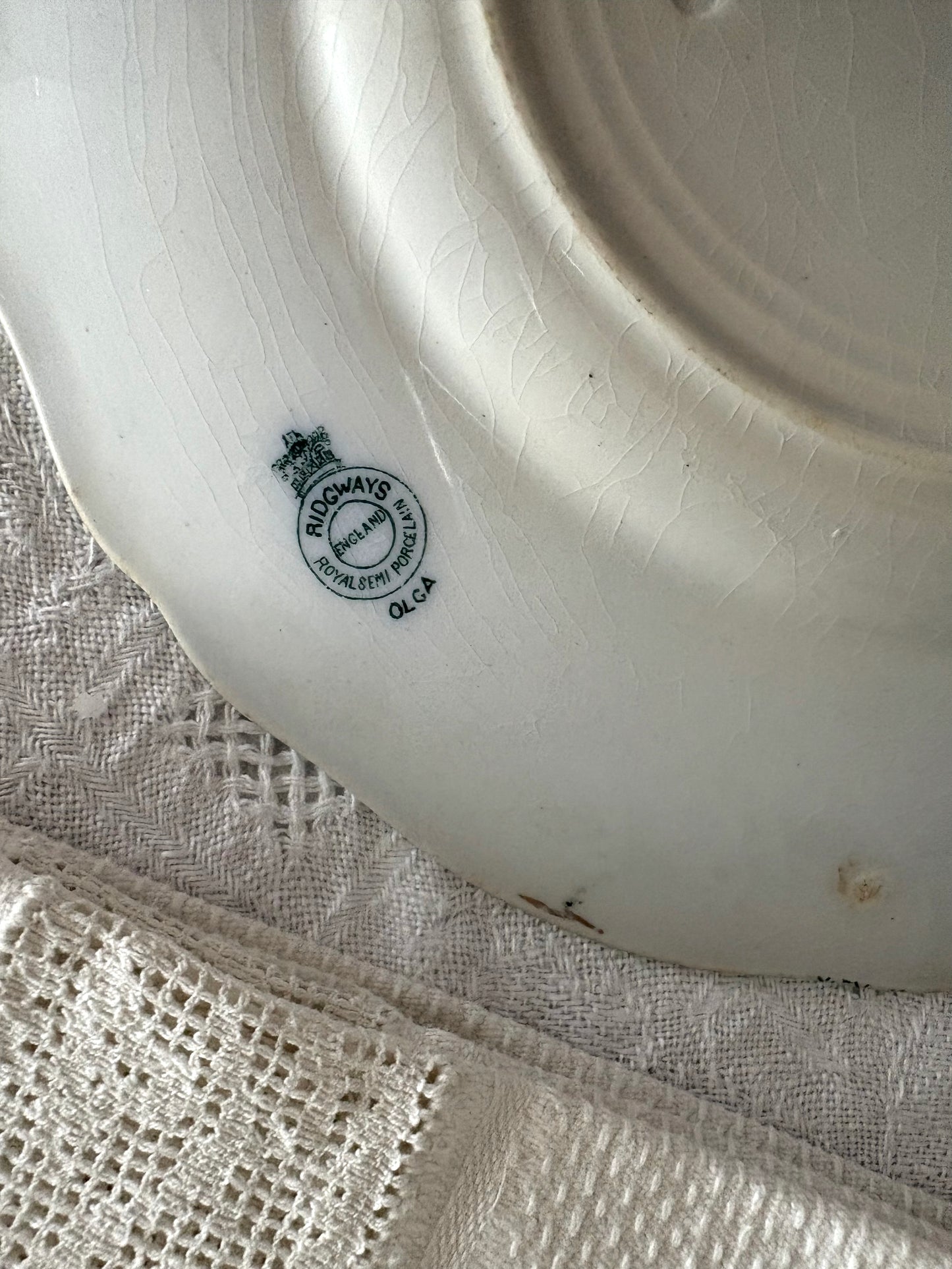 antique English Ridgways "Olga" teal blue transferware plate