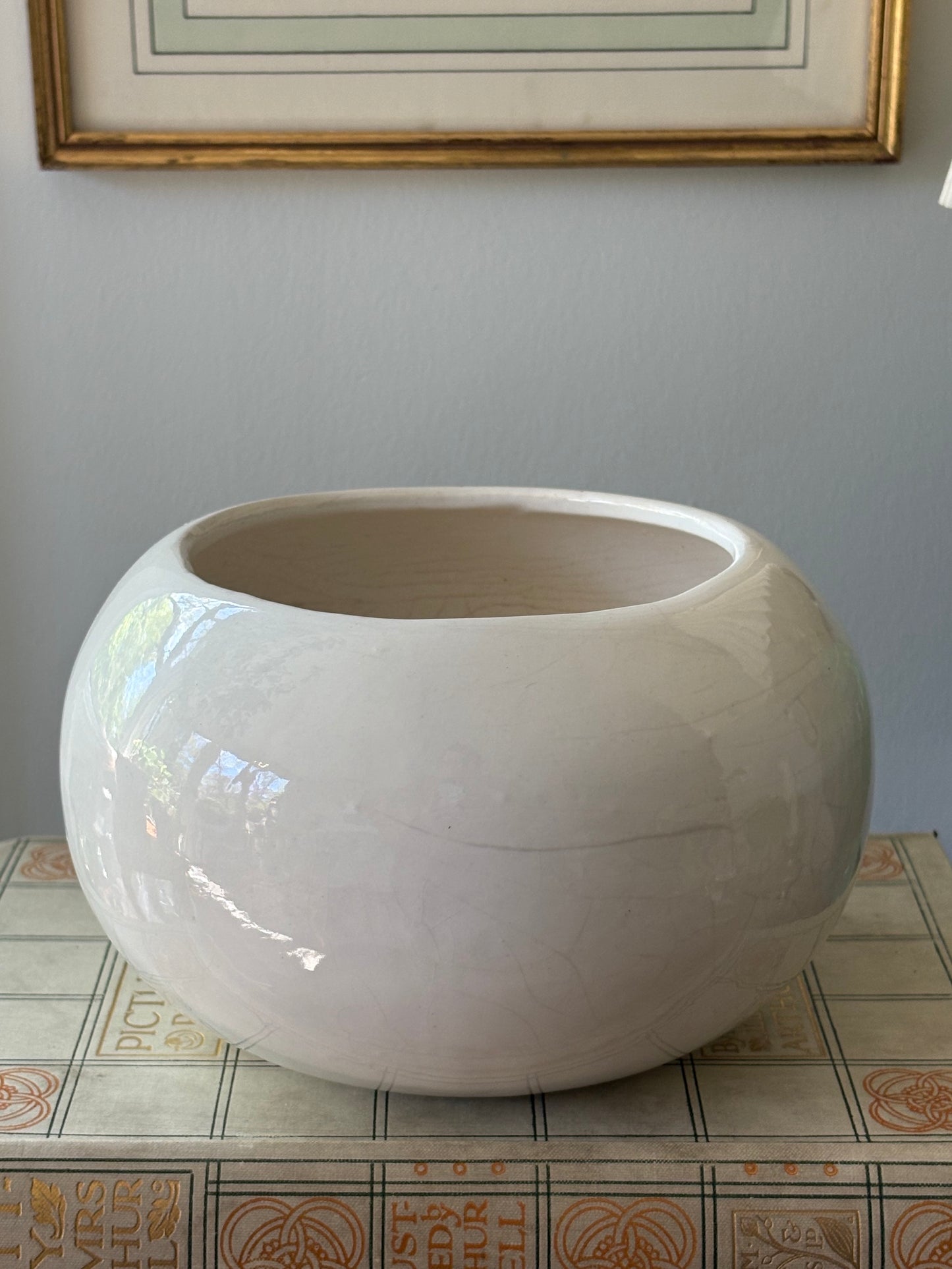 vintage creamware ceramic planter