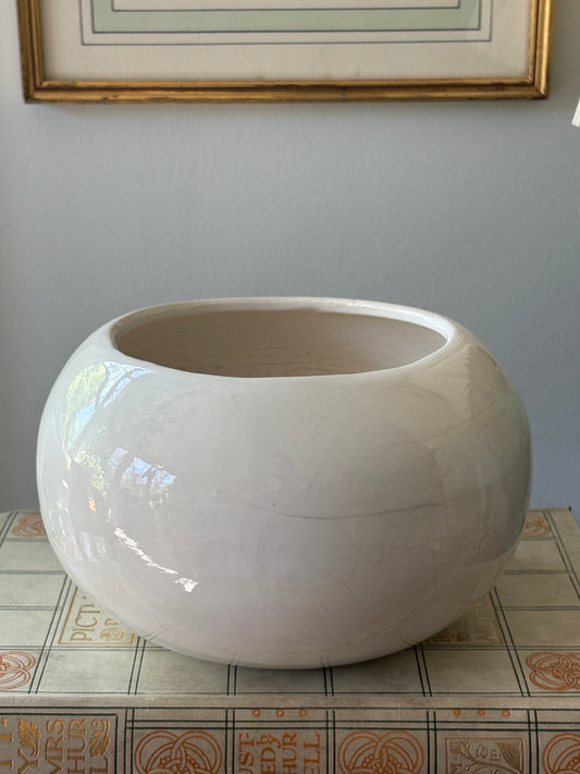 vintage cream white ceramic planter