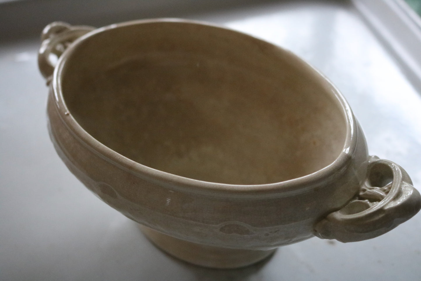 antique ironstone footed bowl with handles - Royal Ironstone China, W.H. Grindley & Co. England