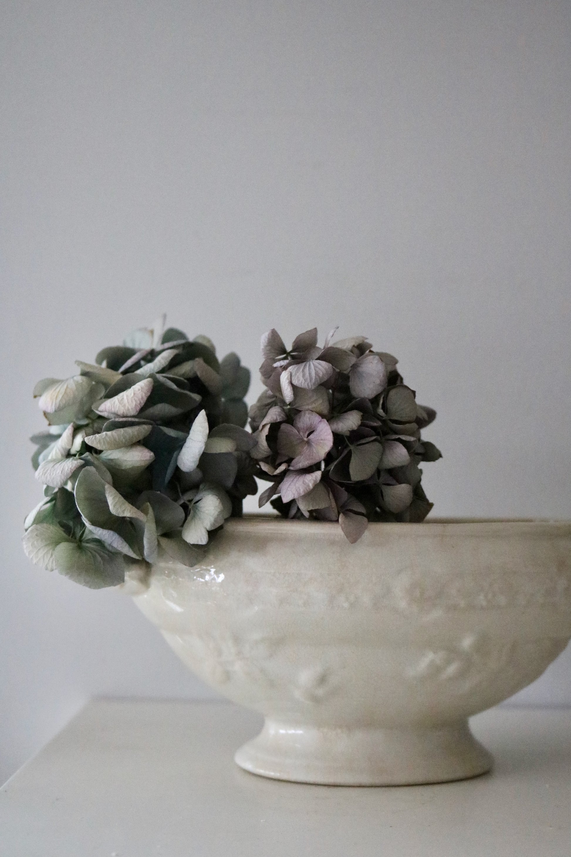 antique English ironstone footed bowl with handles Grindley & Co.