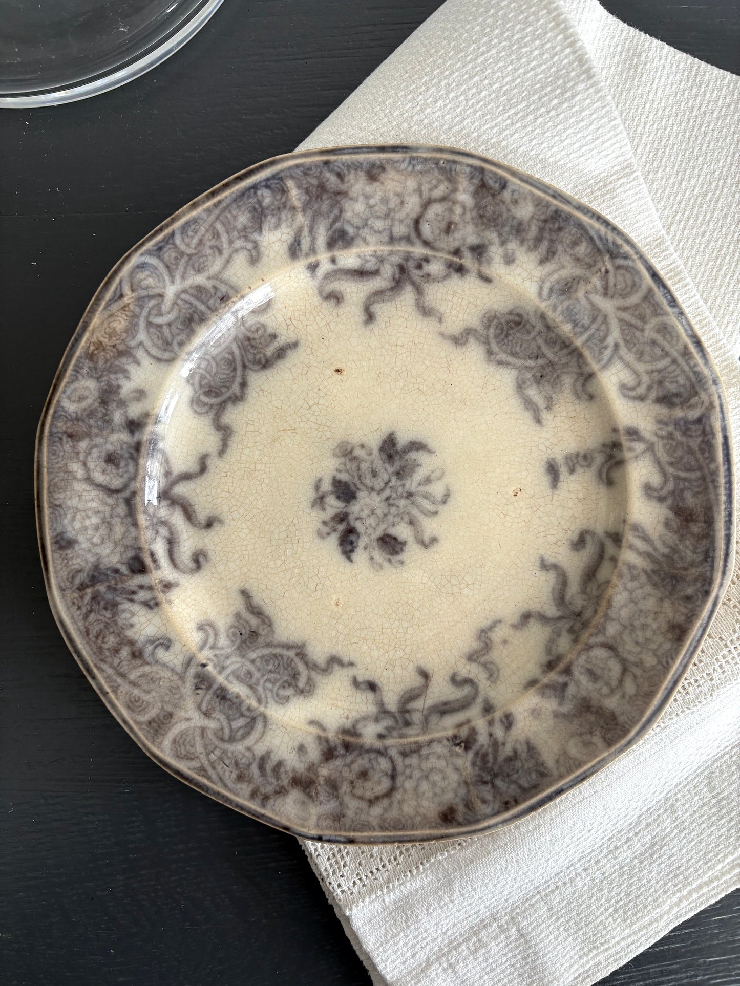 antique English mulberry flow transferware plate