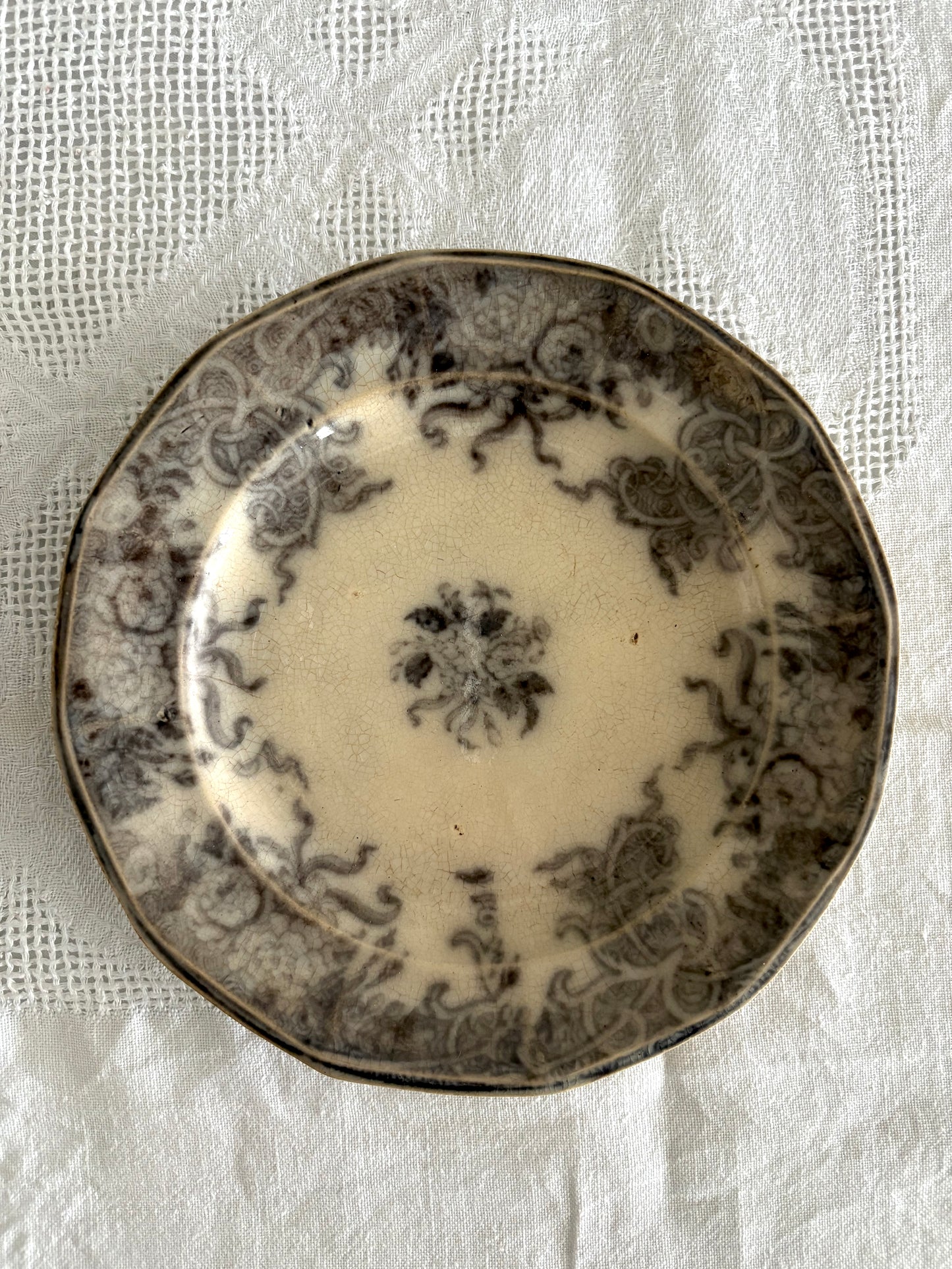 antique English mulberry flow transferware plate