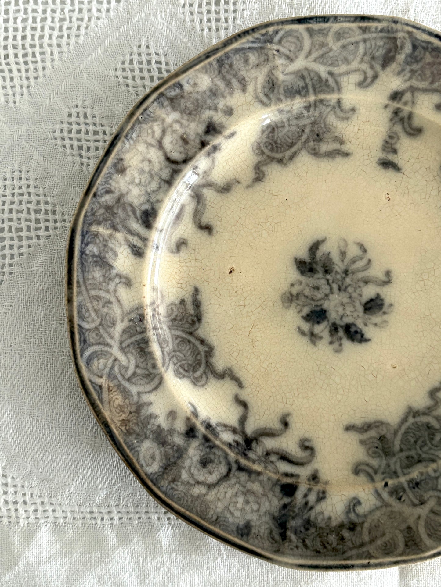 antique English mulberry flow transferware plate