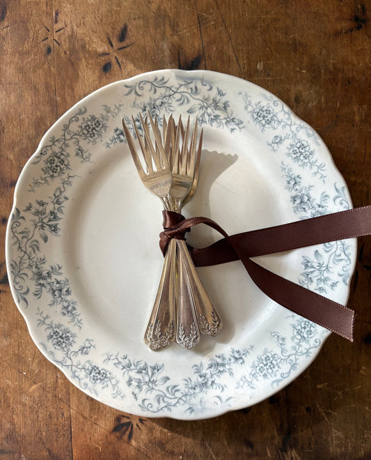vintage English silver plate dessert or pastry forks, set of 5
