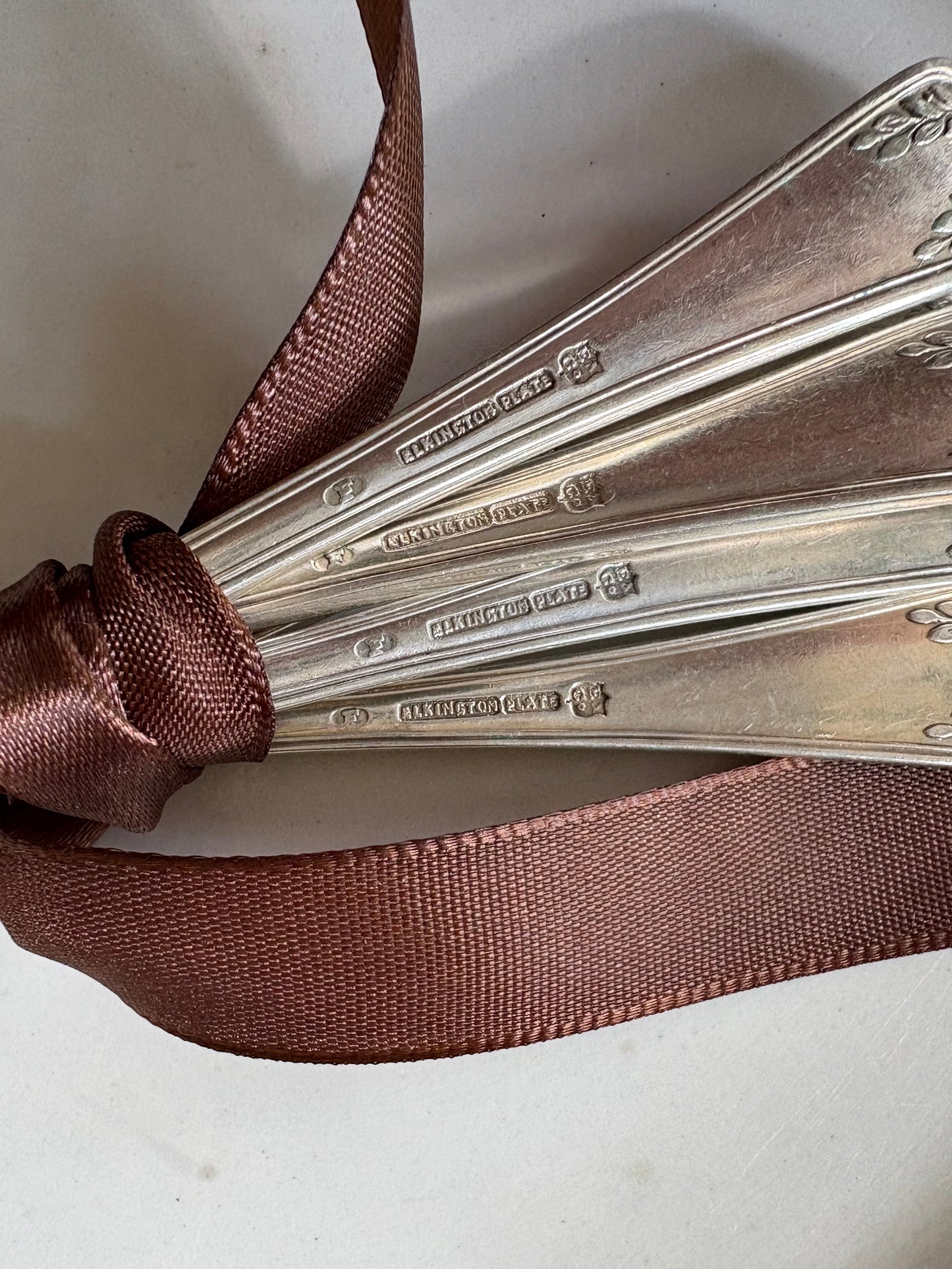 vintage English silver plate dessert or pastry forks, set of 5