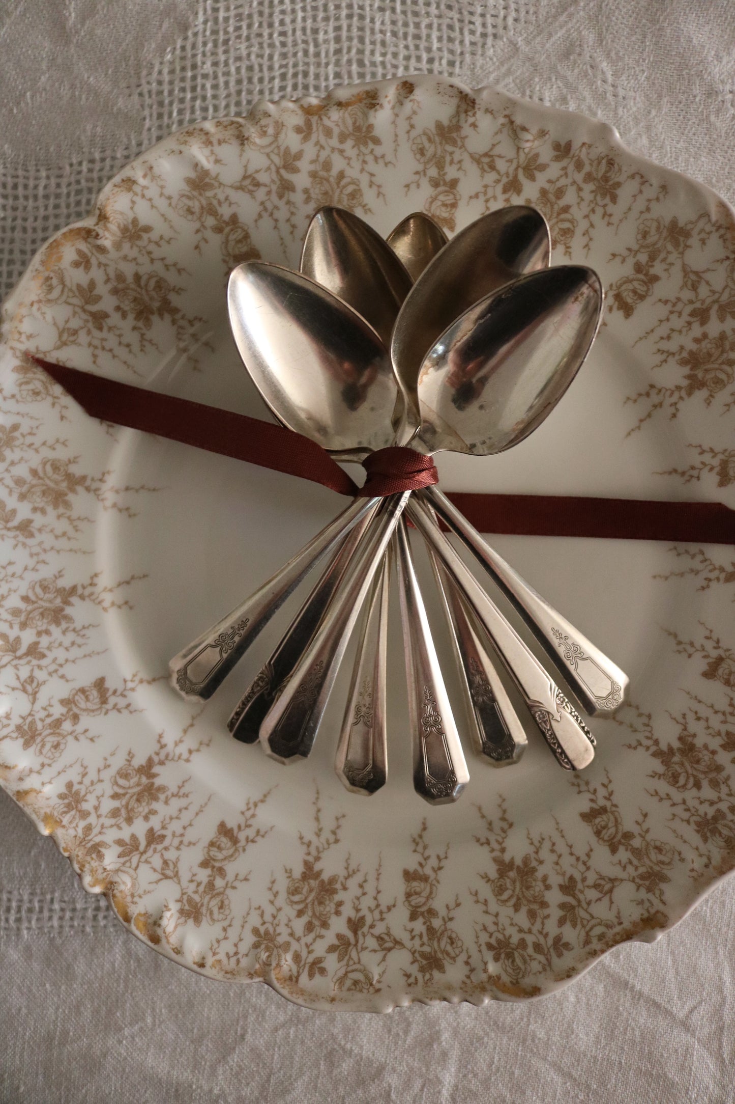 vintage silver plate teaspoons, set of 8