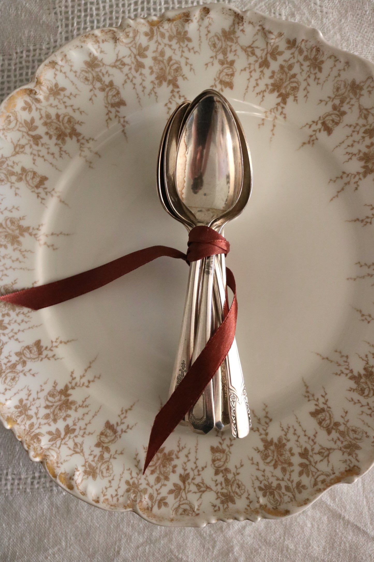 vintage silver plate teaspoons, set of 8