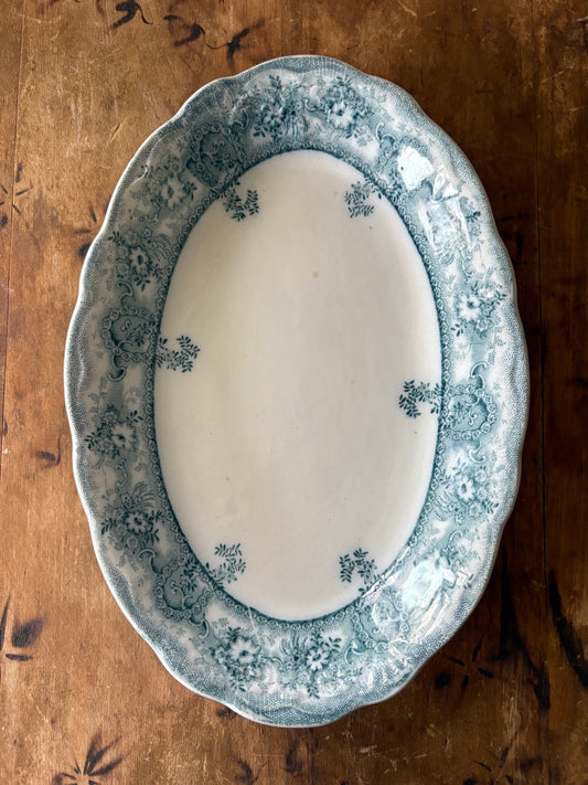 vintage teal blue transferware platter 'Clive' by Stanley Pottery England