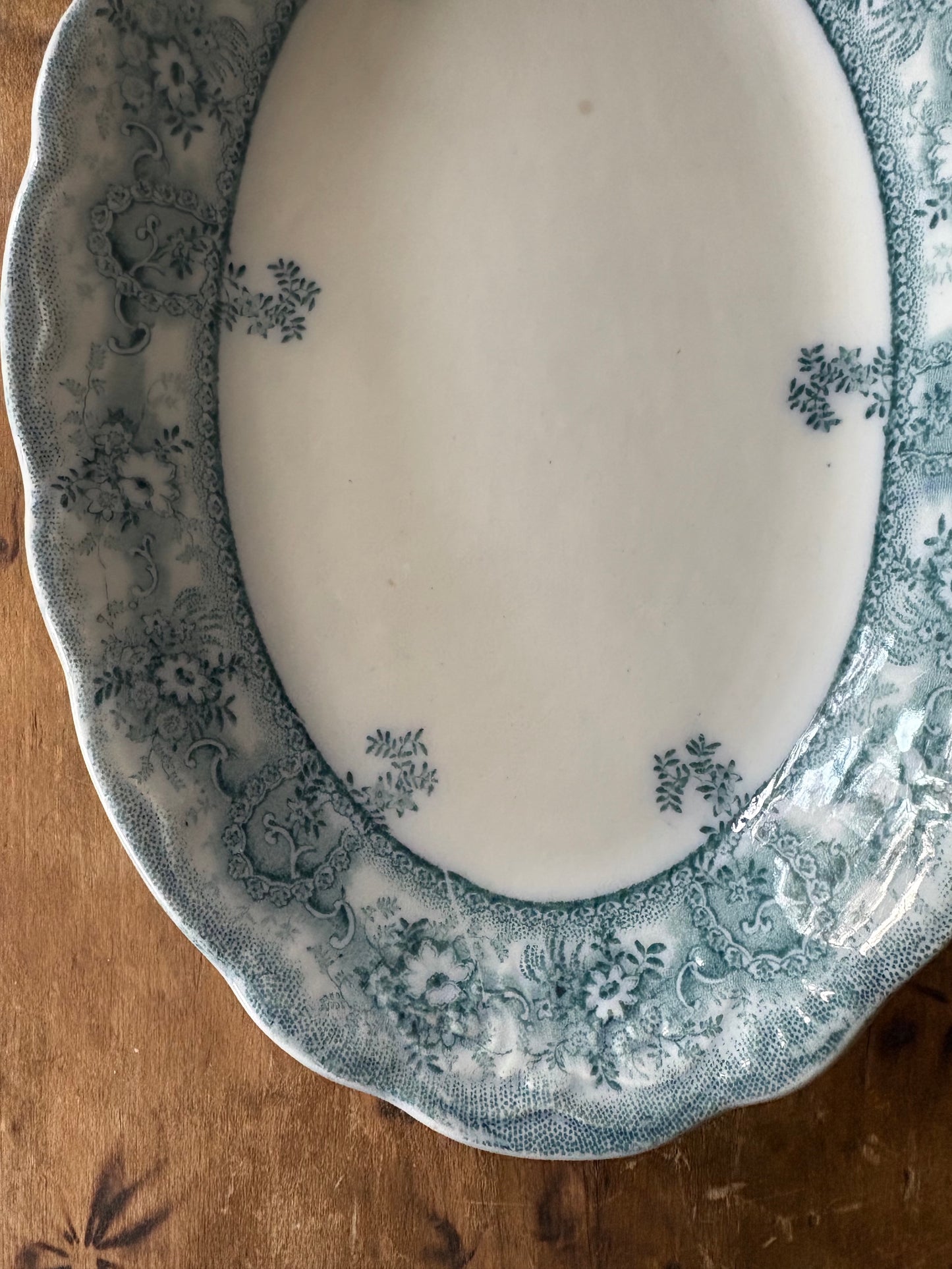vintage teal blue transferware platter 'Clive' by Stanley Pottery England