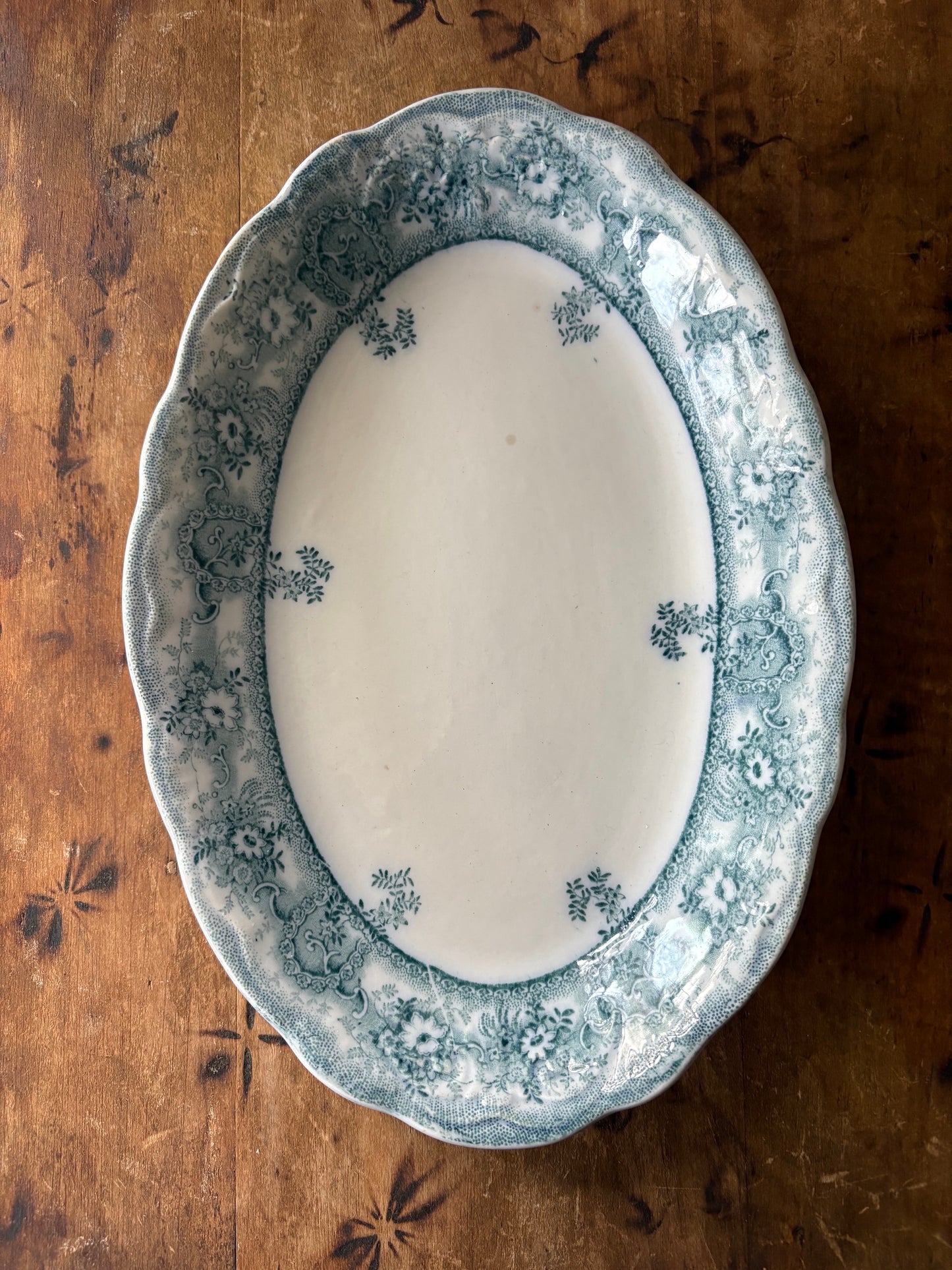 vintage teal blue transferware platter 'Clive' by Stanley Pottery England