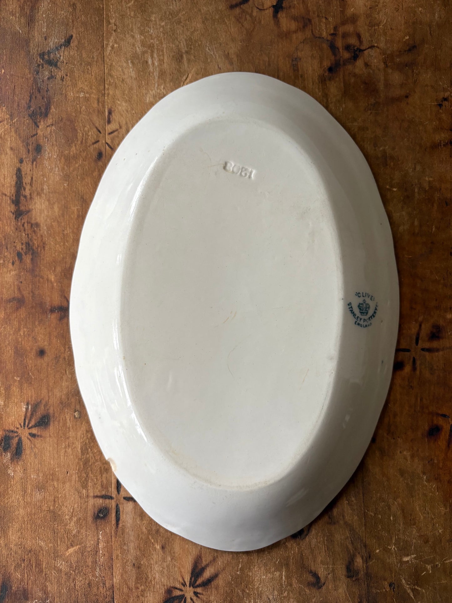 vintage teal blue transferware platter 'Clive' by Stanley Pottery England