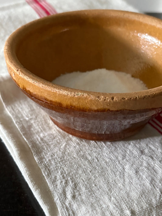 vintage French glazed stoneware bowl - pinch pot
