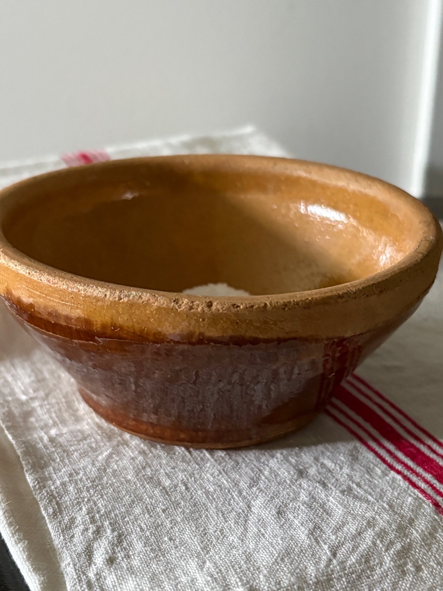 vintage French glazed stoneware bowl - pinch pot