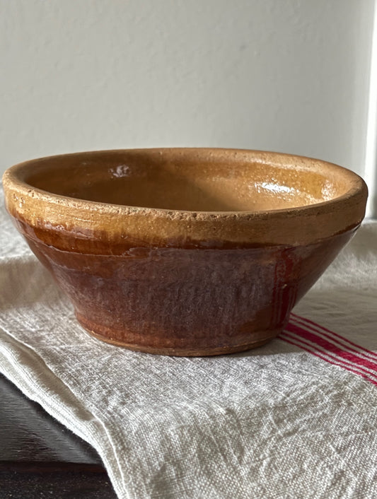 vintage French glazed stoneware bowl - pinch pot