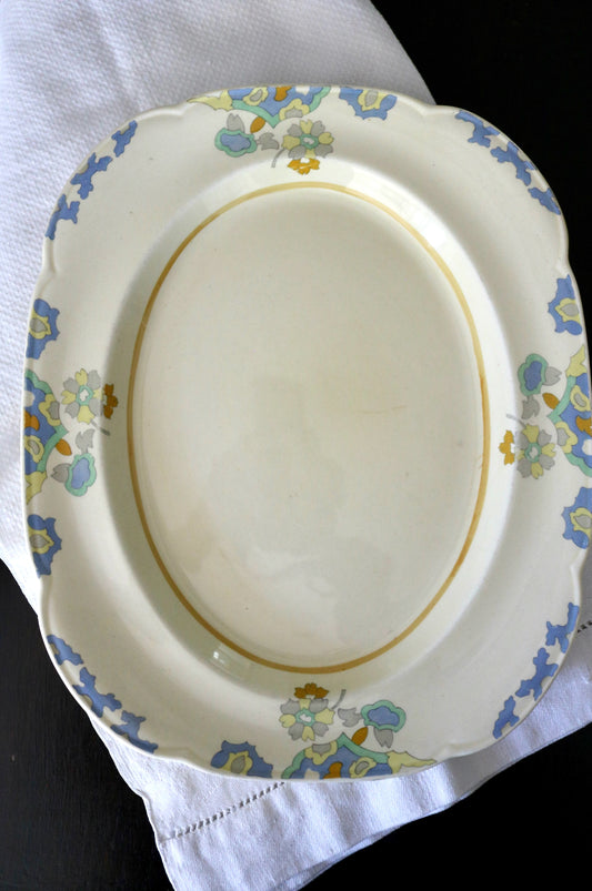 Vintage Staffordshire Art Deco floral design platter