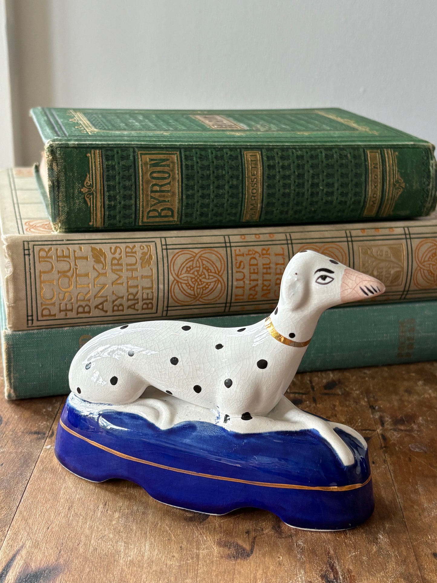 vintage Staffordshire Dalmation mantel dogs, set of 2