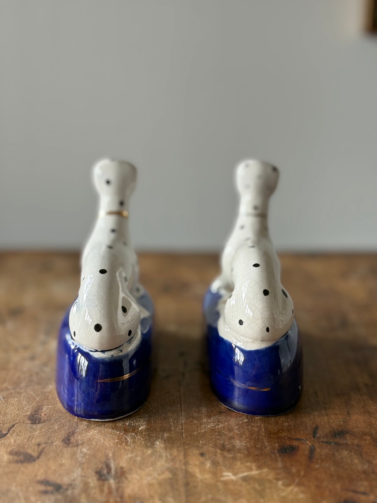 vintage Staffordshire Dalmation mantel dogs, set of 2