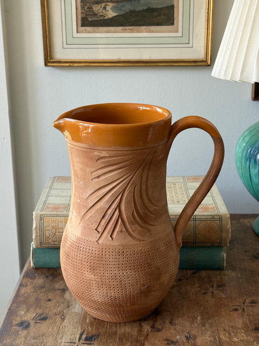 vintage glazed earthenware pitcher / jug