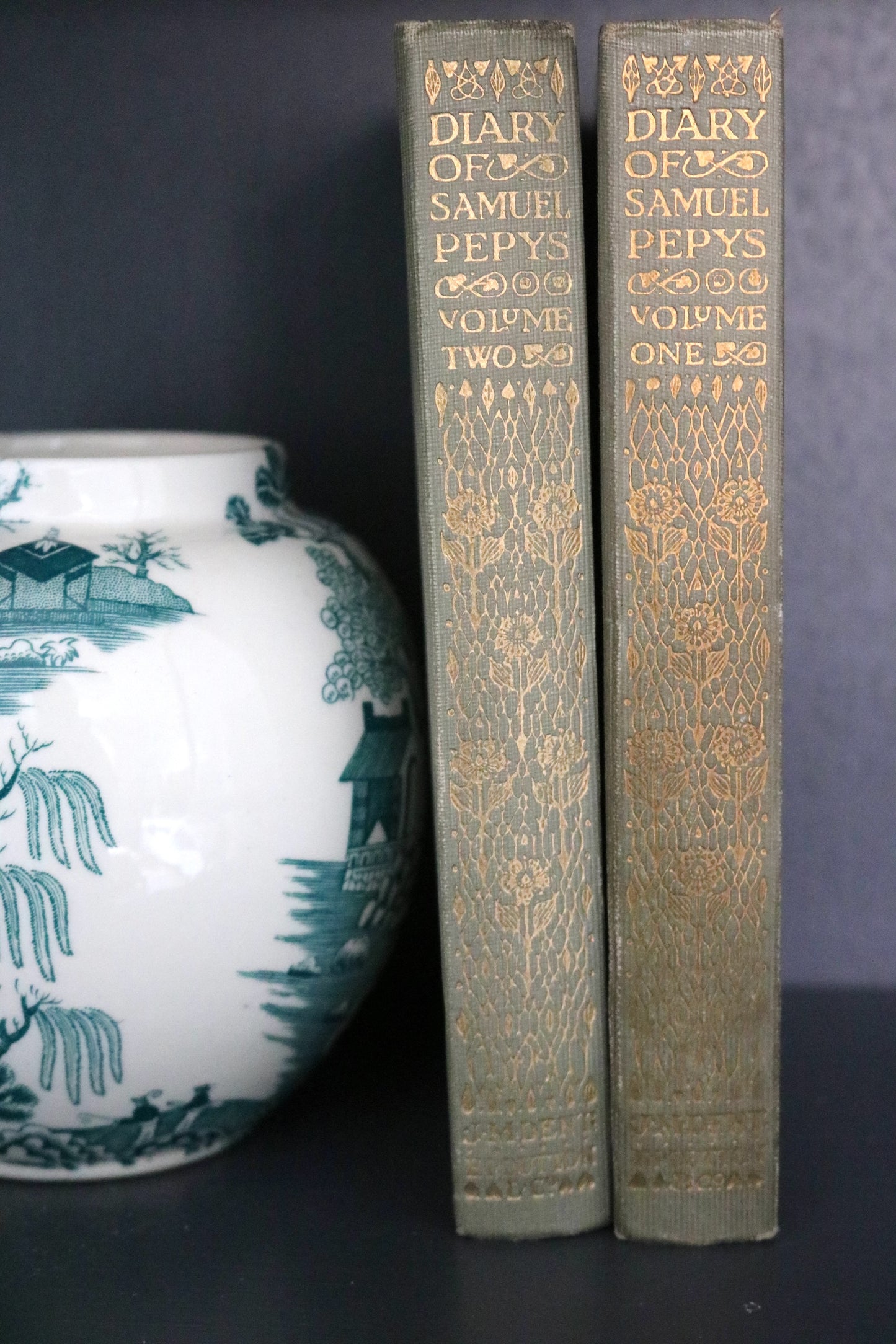 Antique Diary of Samuel Pepys books, Volumes 1 and 2.