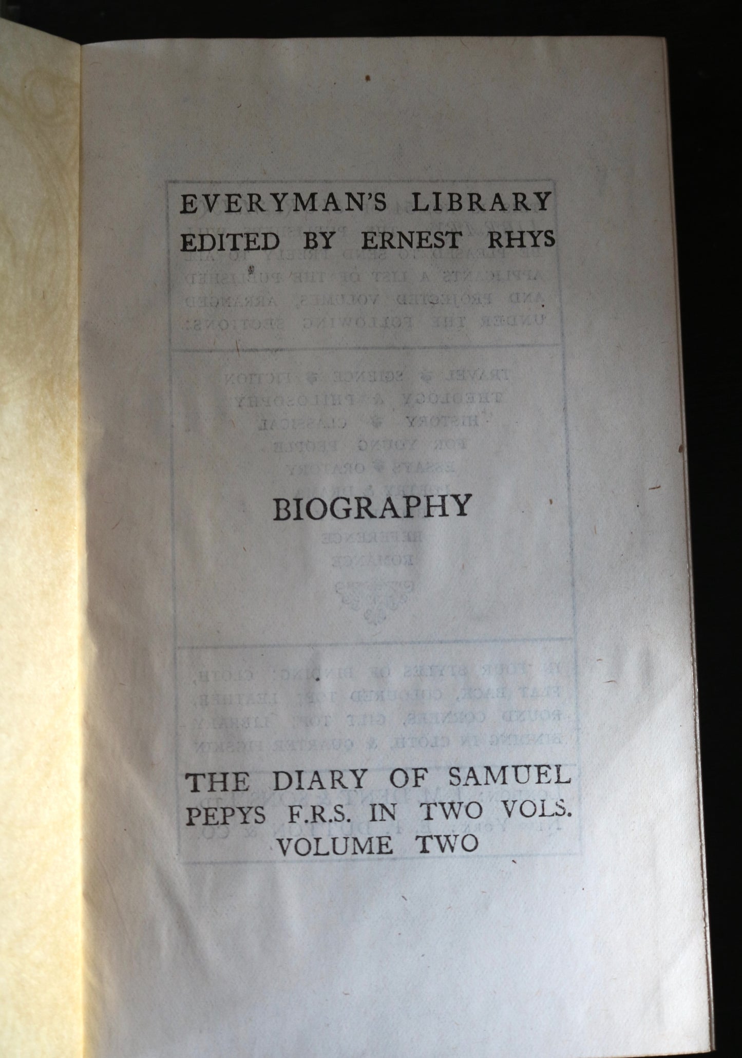 Antique Diary of Samuel Pepys books, Volumes 1 and 2.