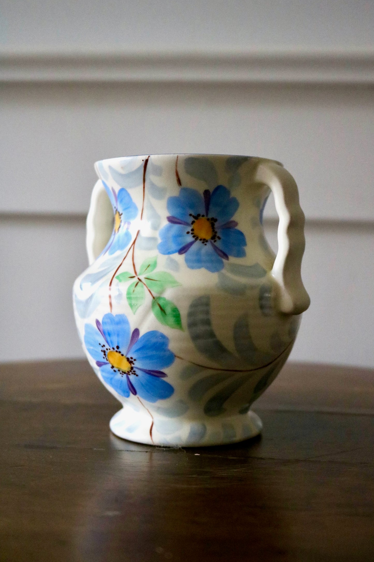 Beswick hand painted blue and ivory floral vase