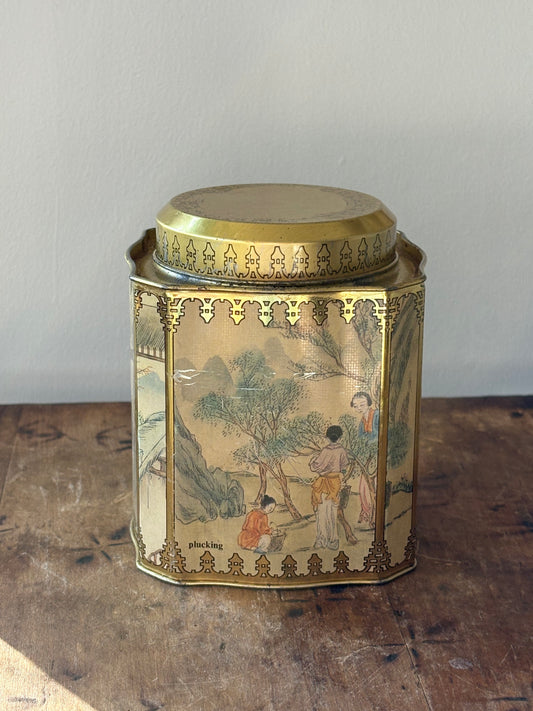 vintage English tea caddy tin