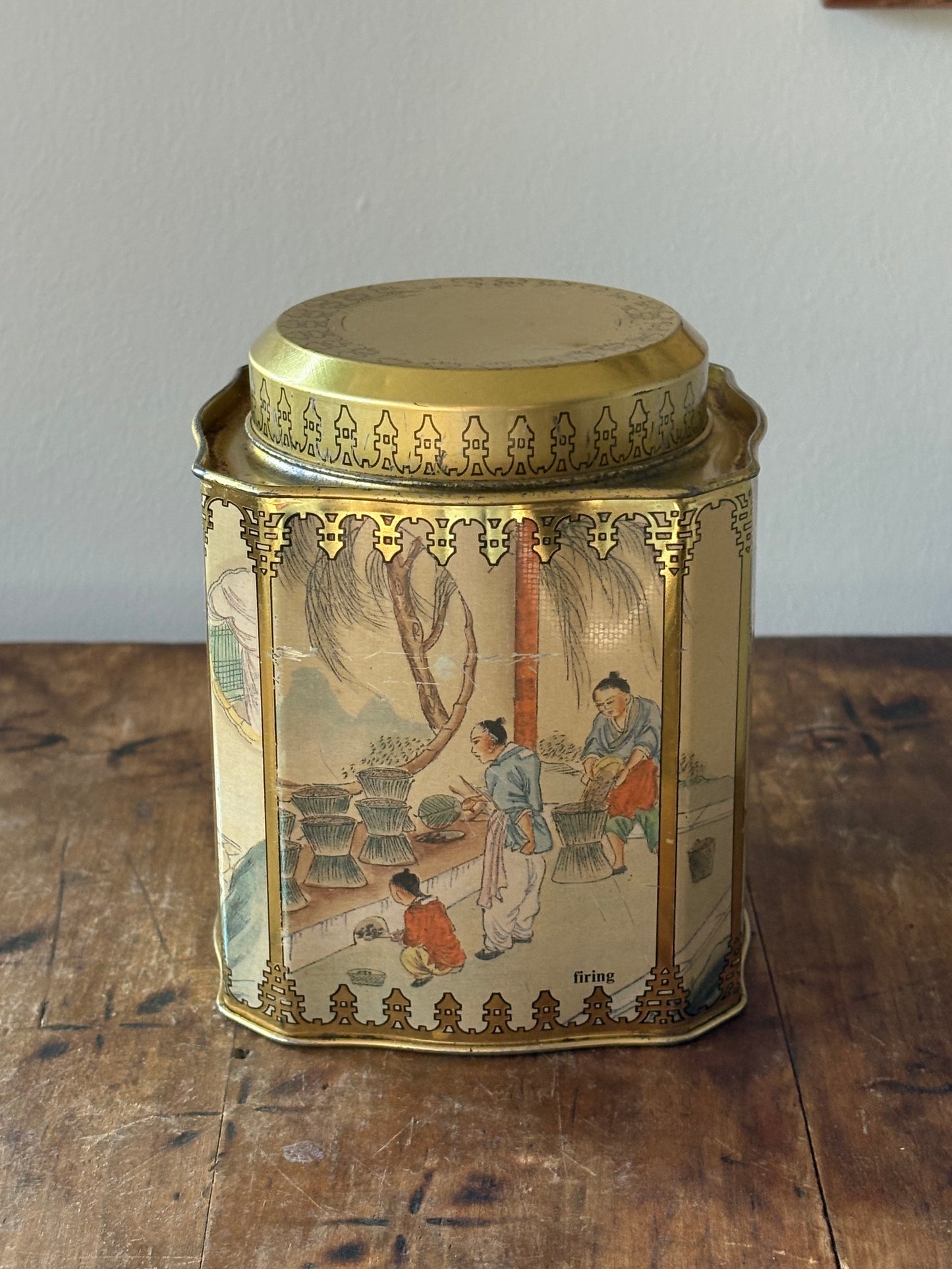 vintage English tea caddy tin