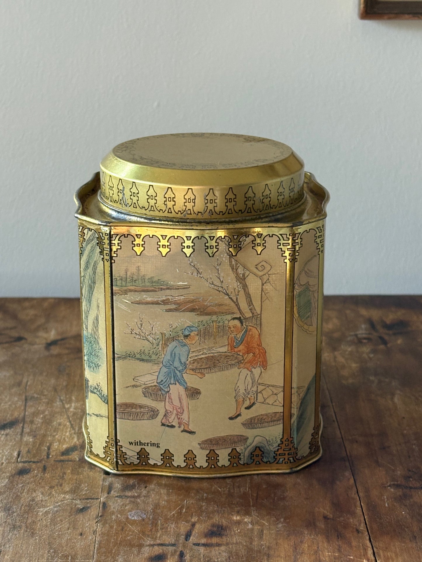 vintage English tea caddy tin