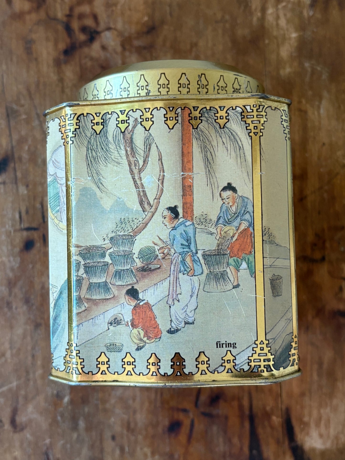 vintage English tea caddy tin